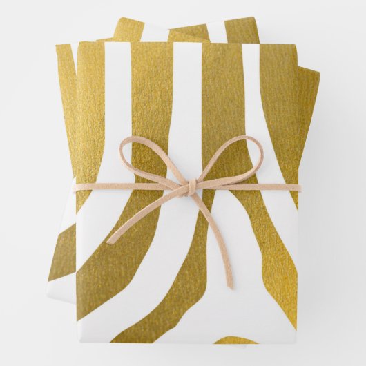 Faux Gold Zebra Print Stripes Pattern Inpakpapier Vel (In situ)