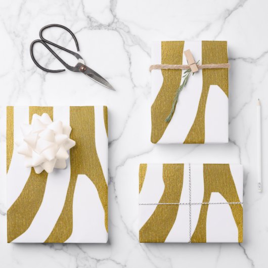 Faux Gold Zebra Print Stripes Pattern Inpakpapier Vel (Voorkant)