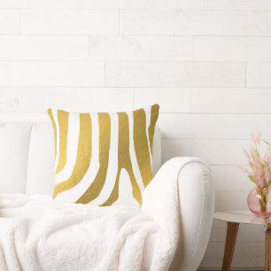 Faux Gold Zebra Print Stripes Pattern Kussen
