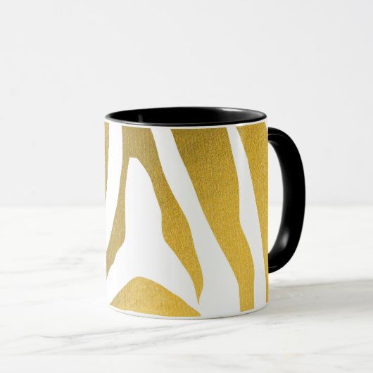 Faux Gold Zebra Print Stripes Pattern Mok (Voorkant rechts)