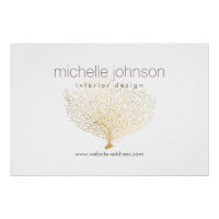 Faux Gold Zee Fan Coral Interieurontwerper Wit