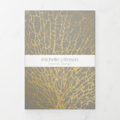 Faux Gold Zee Fan Pattern Interieur Design Brochur Drieluik Kaart (Cover)