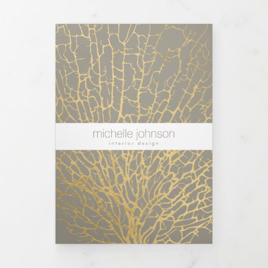 Faux Gold Zee Fan Pattern Interieur Design Brochur Drieluik Kaart (Cover)