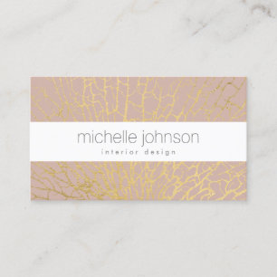 Faux Gold Zee Fan Pattern op Roze/Mauve Visitekaartje