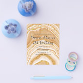 Faux Golden Agate 21st Birthday Invitation Flyer (Enkel)