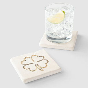 Faux Golden Clover Good Luck Stenen Onderzetter