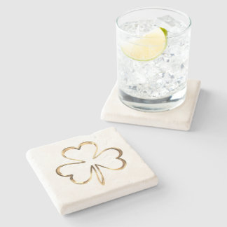 Faux Golden Shamrock Clover Irish Good Luck Stenen Onderzetter