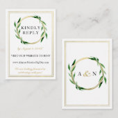 Faux Golden Wreath Bruiloft RSVP Kaart (Voorkant / Achterkant)