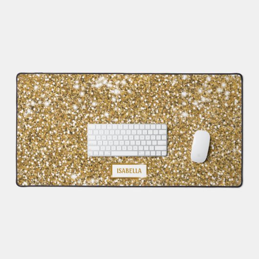 Faux Golden Yellow Glitter textuur, kijk met naam Bureaumat (Keyboard & Muis)