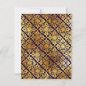 Faux Goud en Blauw Bruiloft Kaart (Achterkant)
