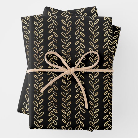 Faux goud en zwart patroon inpakpapier vel (In situ)
