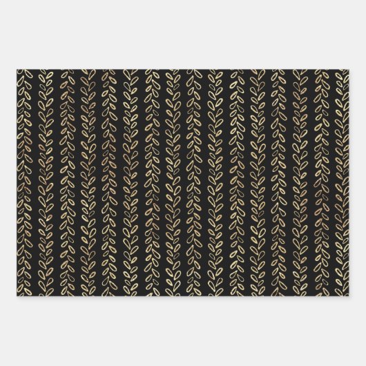 Faux goud en zwart patroon inpakpapier vel (Voorkant)