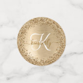 Faux Goud Geborsteld Metaal Glitter Print Monogram Confetti (Kleine voorkant)