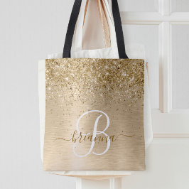 Faux Goud Geborsteld Metaal Glitter Print Monogram Draagtas