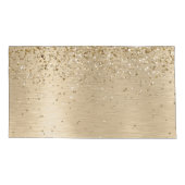 Faux Goud Geborsteld Metaal Glitter Print Monogram Kussensloop (Achterkant)