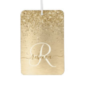 Faux Goud Geborsteld Metaal Glitter Print Monogram Luchtverfrisser (Voorkant)