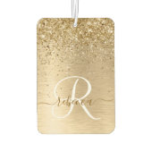 Faux Goud Geborsteld Metaal Glitter Print Monogram Luchtverfrisser (Achterkant)