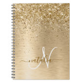 Faux Goud Geborsteld Metaal Glitter Print Monogram Notitieboek (Voorkant)