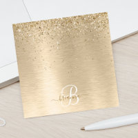 Faux Goud Geborsteld Metaal Glitter Print Monogram