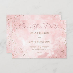 Faux Goud Glitter & Roze Moderne Bruiloft Save The Date