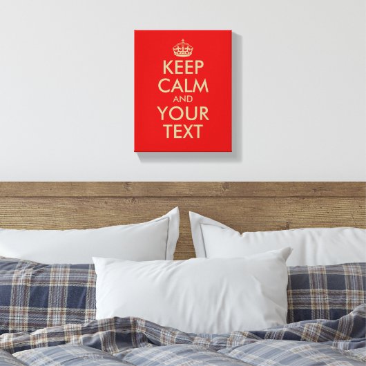 Faux goud Houd kalm verpakt canvas print (Insitu (Slaapkamer))