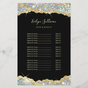 Faux goud iriserende glitter prijslijst flyer