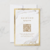 Faux goud marmer luxe moderne bruiloft QR code RSVP Kaartje (Voorkant)