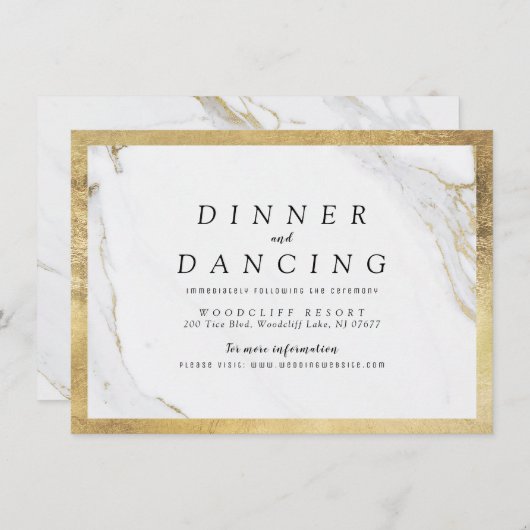 Faux goud marmer luxe moderne bruiloft receptie informatiekaartje (Voorkant / Achterkant)