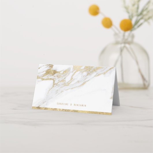 Faux goud marmer luxe moderne trouwplaats kaarten (Achterkant)