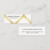 Faux goud moderne strepen op elegante witte mini mini visitekaartje (Voorkant / Achterkant)