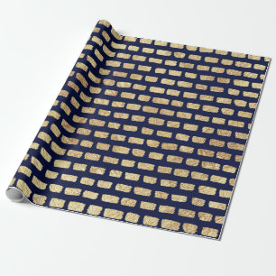 Faux goud patroon en donkerblauw cadeaupapier