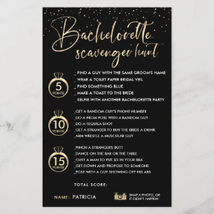 Faux Goud Zwart Bachelorette Scavenger Hunt Spel