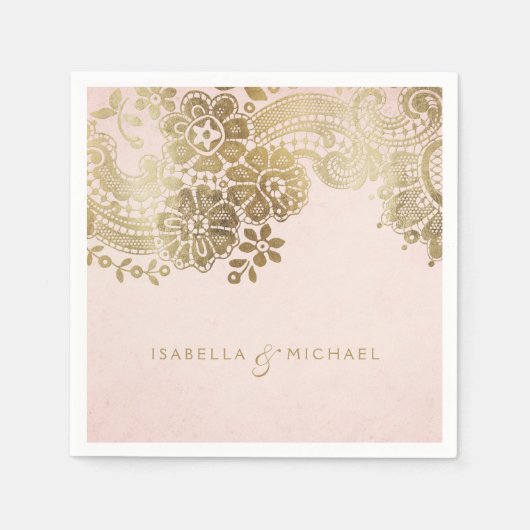 Faux goudbruine elegante  bruiloft servetten (Voorkant)