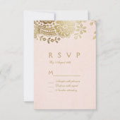 Faux gouden blush elegant  kant bruiloft RSVP Kaartje (Voorkant)