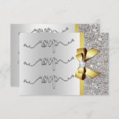 Faux Gouden Boog Zilveren Sequins RSVP Bruiloft (Voorkant / Achterkant)