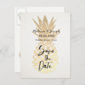 FAUX gouden folie ananas behalve de datum Aankondigingskaart (Voorkant / Achterkant)