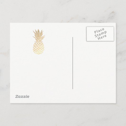 FAUX gouden folie ananas behalve de datum Aankondigingskaart (Achterkant)