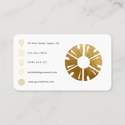 Faux gouden folie ananas QR-code Visitekaartje (Achterkant)