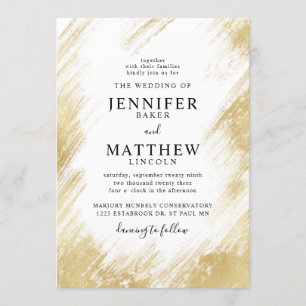 Faux Gouden Folie Borstel Slag Bruiloft Kaart