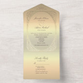 Faux Gouden Folie Bruiloft All In One Uitnodiging (Binnen)