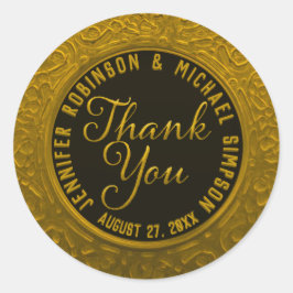 Faux Gouden Folie en Zwart Dank u Ronde Sticker