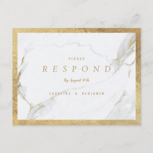 Faux gouden folie marmer luxe moderne bruiloft RSV Uitnodiging Briefkaart