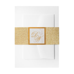 Faux Gouden Folie Monogram Marmeren Glitter Elegan Uitnodigingen Wikkel