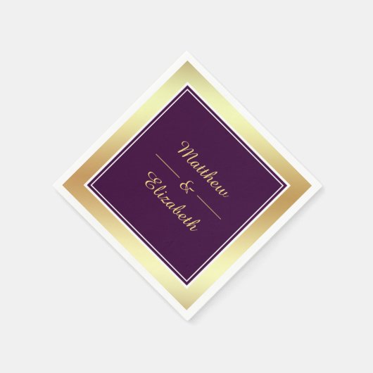 Faux gouden folie Paarse bruiloft papier Servet (Hoek)