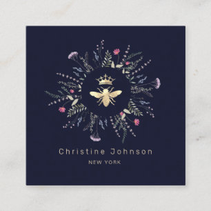 faux gouden folie Queen Bee wildflower lijst Vierkante Visitekaartje