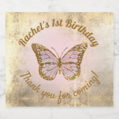 faux gouden folie roze glitter Vlinder Sparkling Wijnetiket (Enkel label)