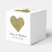 Faux gouden glitter hart van de liefde / bruiloft bedankdoosjes (Achterkant)