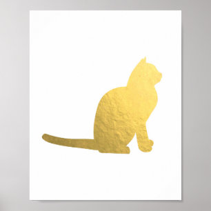 Faux gouden kattenillustratie antiek gouden textuu poster