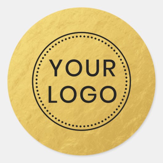 Faux gouden look gradiënt aangepaste logo foto afb ronde sticker (Voorkant)