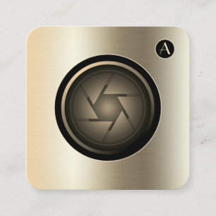 Faux gouden metalen textuurcameralens vierkante visitekaartje